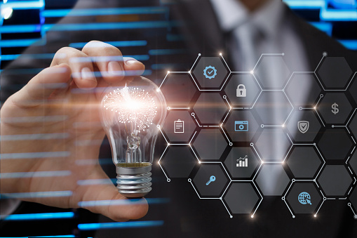 Concepts of idea generation using artificial intelligence in business.